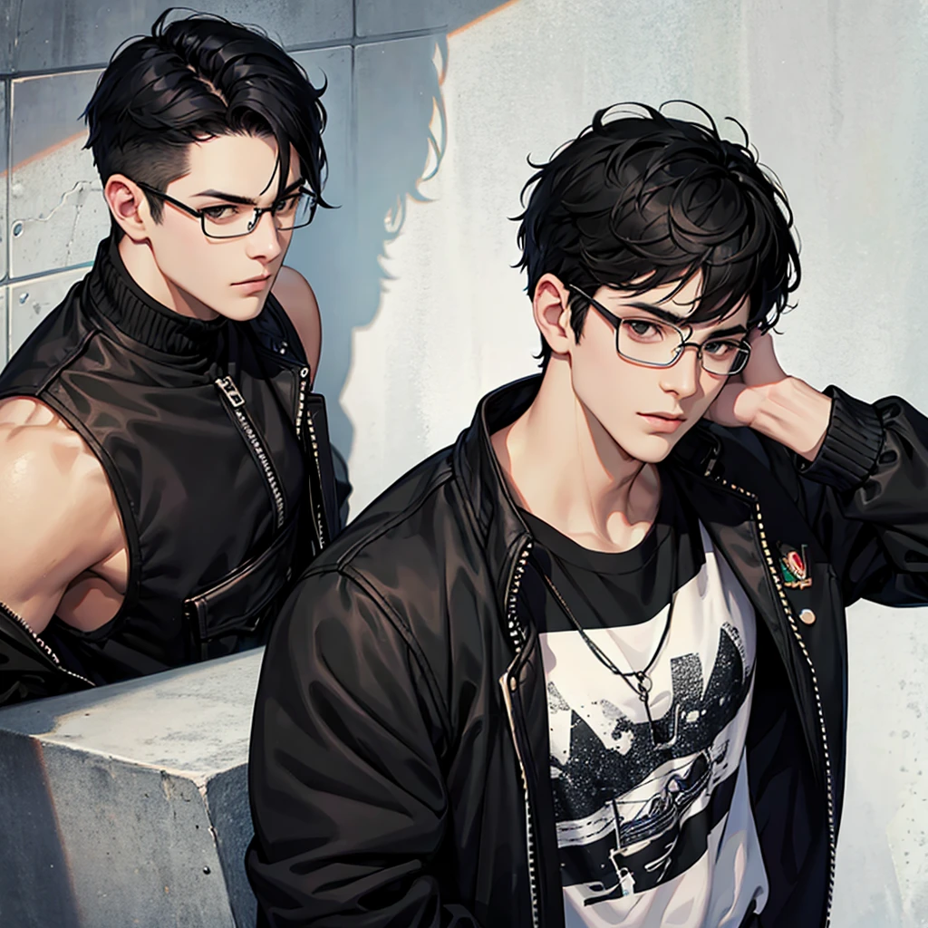 boy, vampire, goth, black clothes, black sunglasses, beautiful, pale skin, black hair, lip piercing