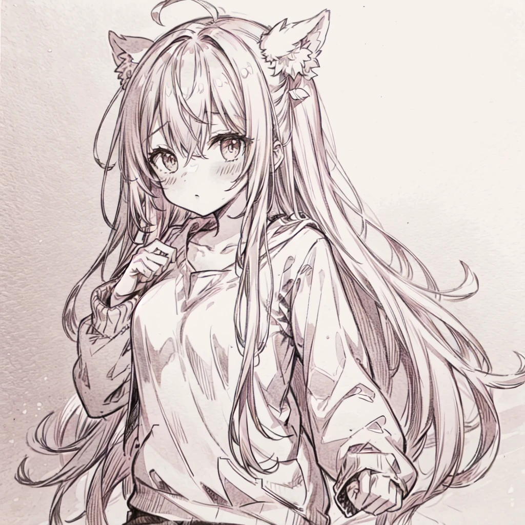 masterpiece, best quality, sketch, Pink Hair,masterpiece, best quality, faint blush, Cardigan,Upper Body,cute