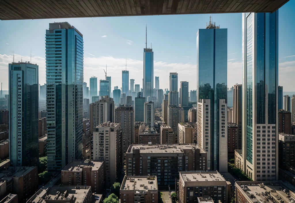 Midgar urban style apartment building with cityscape as background