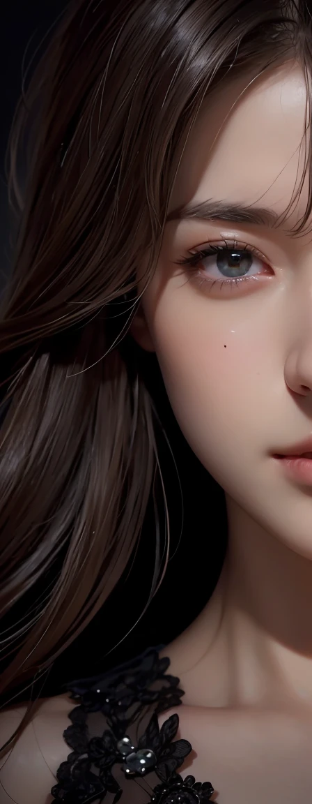 masterpiece, best quality, illustration, Super detailed, fine details, High resolution, 8k wallpaper, Perfect dynamic composition, Beautiful and delicate eyes , Open mouse, Sexy face,There is a feeling of ecstasy on the face,Facing the peak of sexual arousal, looking at the audience, ((Dark background)), Mark Durmstead's style,