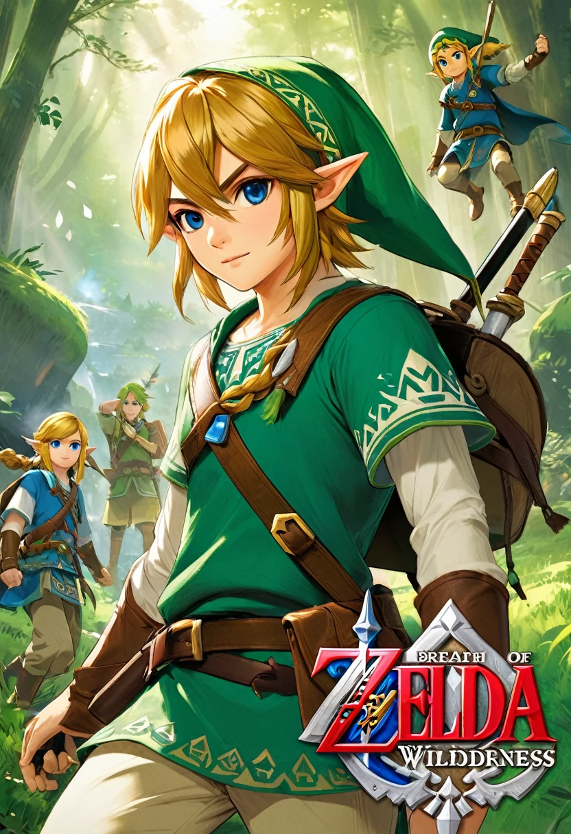 《The Legend of Zelda》《Breath of the wilderness》Brave Hero Link The famous action role-playing game series Unique charm of gameplay and art design masterpieces Highly detailed concept art Highly detailed digital art