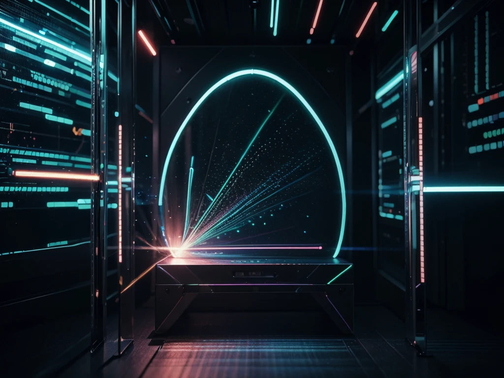 fiber optic cables, abstract background, glowing lines, neon lights, holographic, futuristic, digital art, 3D rendering, intricate patterns, hypnotic, mesmerizing, ethereal, dynamic composition, colorful, vibrant, high contrast, depth of field, bokeh, cinematic lighting, dramatic, (best quality,4k,8k,highres,masterpiece:1.2),ultra-detailed,(realistic,photorealistic,photo-realistic:1.37)