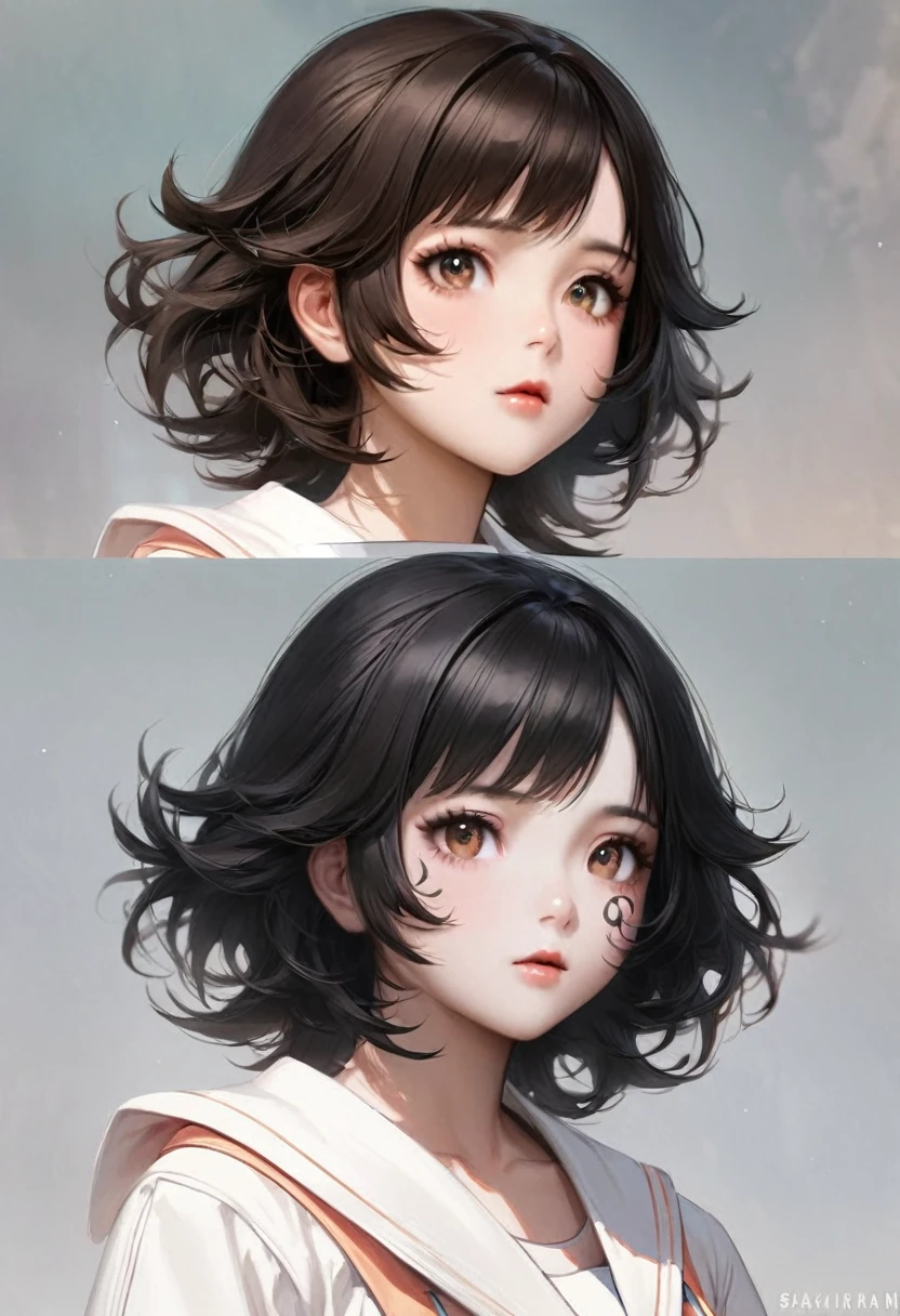 1girl, long white shirt, detailed beautiful face, cute anime style girl, detailed delicate cute asian face, realistic anime girl, Urzan, Chihiro, black hair with bangs, Kuronuma Sawako hairstyle, pale cute korean face, detailed youthful cute pale asian face, Sakimichan