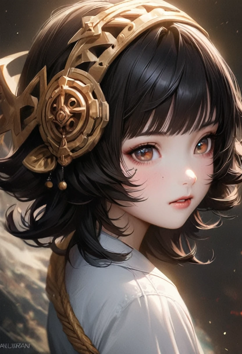 1girl, long white shirt, detailed beautiful face, cute anime style girl, detailed delicate cute asian face, realistic anime girl, Urzan, Chihiro, black hair with bangs, Kuronuma Sawako hairstyle, pale cute korean face, detailed youthful cute pale asian face, Sakimichan
