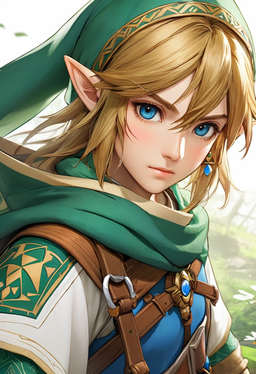 《The Legend of Zelda》《Breath of the wilderness》Brave Hero Link Character Close-up Famous Action RPG Series Unique Charm of Gameplay and Art Design Masterpiece Highly Detailed Concept Art Highly Detailed Digital Art 