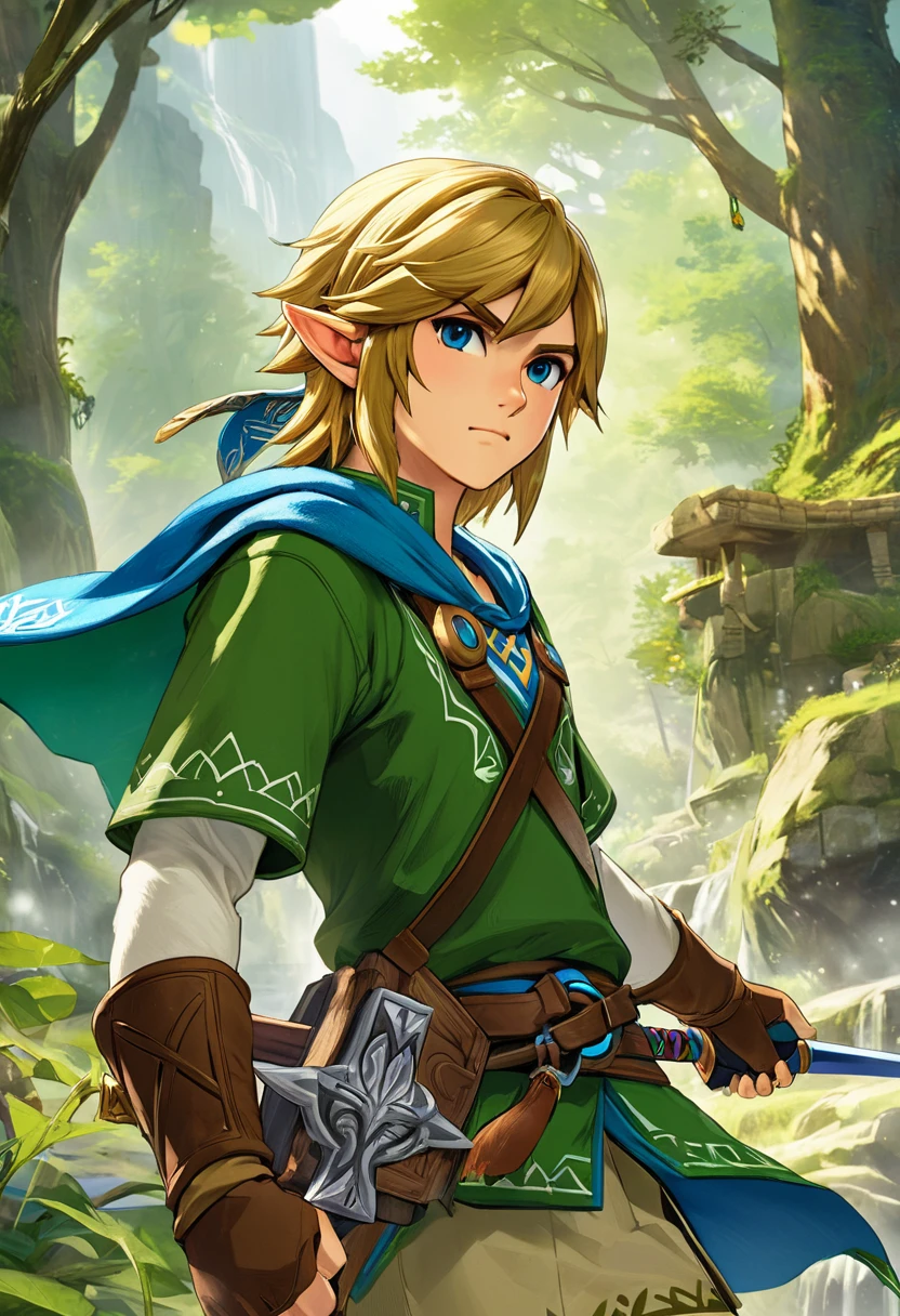 《The Legend of Zelda》《Breath of the wilderness》Brave Hero Link Character Close-up Famous Action RPG Series Unique Charm of Gameplay and Art Design Masterpiece Highly Detailed Concept Art Highly Detailed Digital Art 