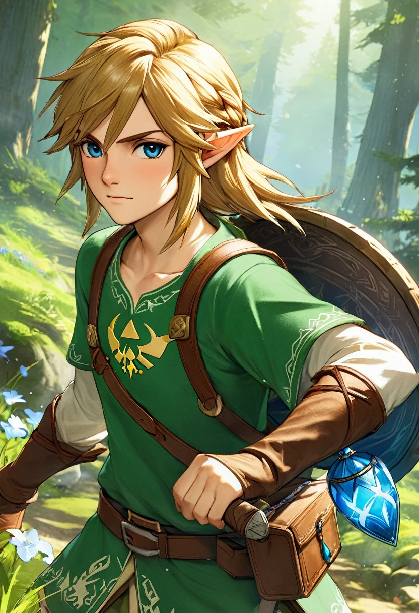 《The Legend of Zelda》《Breath of the wilderness》Brave Hero Link Character Close-up Famous Action RPG Series Unique Charm of Gameplay and Art Design Masterpiece Highly Detailed Concept Art Highly Detailed Digital Art 