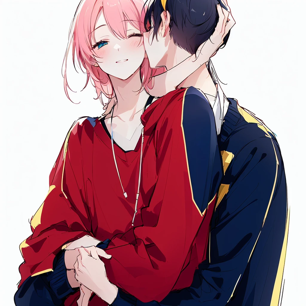 a drawing of two people Embrace each other with their arms around each other, Couple poses, two men Embrace, Embrace each other, marton jula kiss ( kimagu ), High-quality sketch art, Embrace, LGBT Art, cartoon, author：Naka Bokunin, High-quality sketch, this is beautiful, tumblr, Kiss cutely