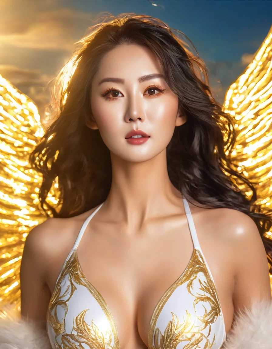 (masterpiece, Highest quality, Highest quality, Official Art, beautifully、beautiful:1.2), (One Girl:1.3), Very detailed,(Fractal Art:1.3),(colorful:1.5)(Flowers:1.3),Most detailed,(Tangled:1.2), whole body, (Abstract background:1.3), (Glowing Skin), (Many colors:1.4), ,(Earrings), (feather:1.5),