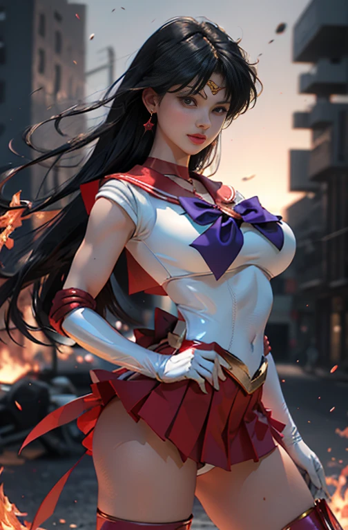masterpiece, full: 1.5, stand, 8K, 3d, Realistic, Ultramicrograph, Highest quality, 超詳細CG Unity 8K壁紙, Intricate details, (1 female), 18-year-old, Shining deep red front mini skirt: 1.4,Showing panties?Show your ass?(Same 1, headgear, Sailor Warrior Uniforms, White gloves, Red Sailor Collar, Red Skirt, Showing panties,Sailor Warrior Uniforms: 1.2,Sailor Mars: 1.2, Meshaumpf), Incredibly straight purple-black hair: 1.2, Beautiful straight long hair shines: 1.2, Sailor Warrior Uniforms, Showing panties,((The purple ribbon in the center of the chest is very large.: 1.4, Gold headdress on forehead: 1.5, Please wear red gloves on your elbows.: 1.1, Shining deep red,Paired with gorgeous gold accents: Enamel Long Knee High Boots: 1.3, Deep crimson collar, Deep crimson sailor collar, White latex long gloves,Decorated luxurious gold color: 1.3, There is a big red ribbon on the back of the waist.: 1.1, Red Necklace, Look sexy and bold, Red Star Earrings)), Sorry, very long hair, Parted bangs,(Captivating smile, Very cute face, Facial details: 1.5, Bright purple eyes, Beautiful Face, Beautiful Eyes, Shining Eyes, thin lips: 1.3, thin, sharp, thin眉毛, Long, black eyelashes, Double eyelashes), Fine Gold Jewelry, Huge white wings, toned and muscular, Muscle Abs, Small face, Huge breasts, Perfect proportions, thin waist, Sexy model posing, 毛穴が目stand, Perfect hands: 1.5, (非常にthinです,Perfect for high gloss white holographic leather), Bold and sexy slim leg swimsuit, Skinny dress red swimsuit,Showing panties,Combat Stance, Octane Rendering, A very dramatic image, Strong natural light, sunlight, Exquisite lighting and shadows, Dynamic Angle, Digital SLR, sharp focus: 1.0, Maximum clarity and sharpness, (Burning space background, 背景のDynamic Flame, Burning man々: 1.2, fireball, Spark of Light, Dynamic Flame, Burning Hair, Dynamic Frame, God of War, moonlight, moon, Dynamic Background, Detailed Background),Sit, Spread your legs, panties, 白いpanties, Super Skirt