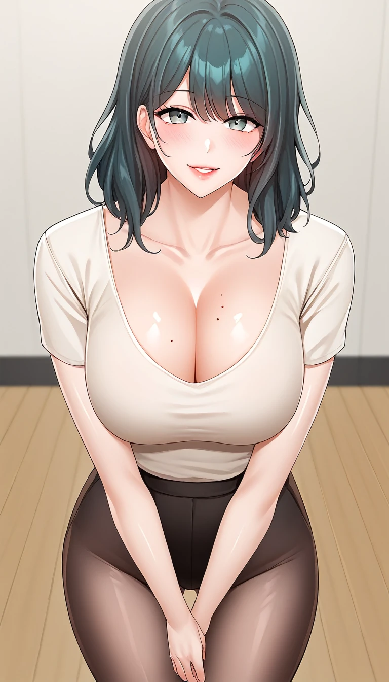 score_9,score_8_up,score_7_up, source_anime, looking at viewer, full body, smile, blush, cowboy shot fw.yerin, (Best quality:1.5), beautiful, large breasts, sexy, erotic, lewd, cleavage, thighs, smiling, crotch, (pov, close shot, from the front view), night bedroom background, shirt, (over size shirt:1.2), (Stand)