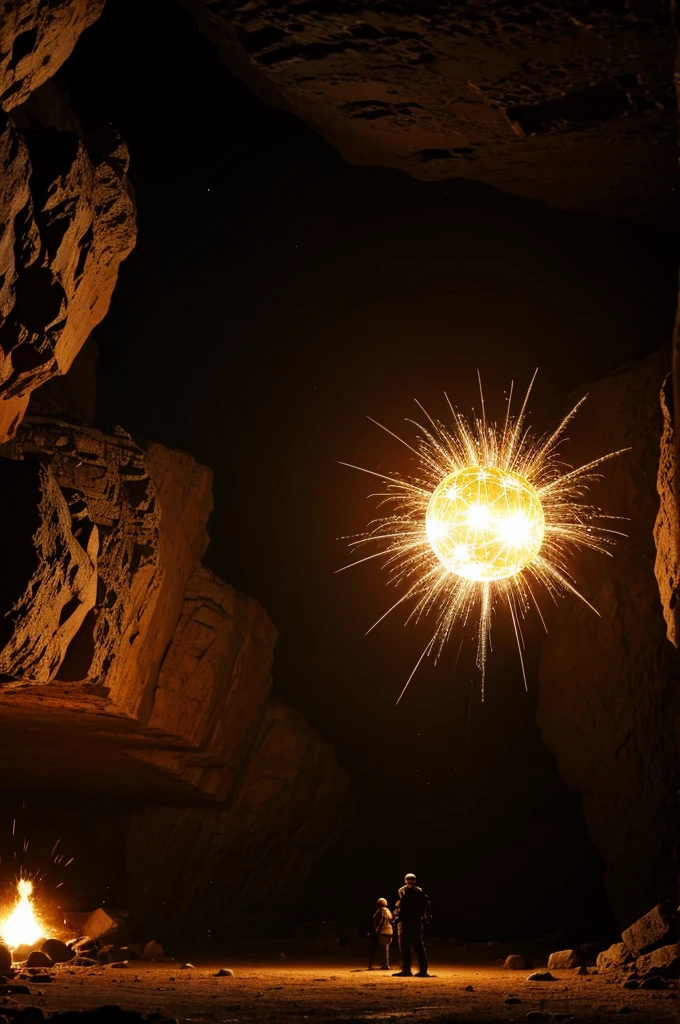 A shiny ball that makes a big explosion in the cave