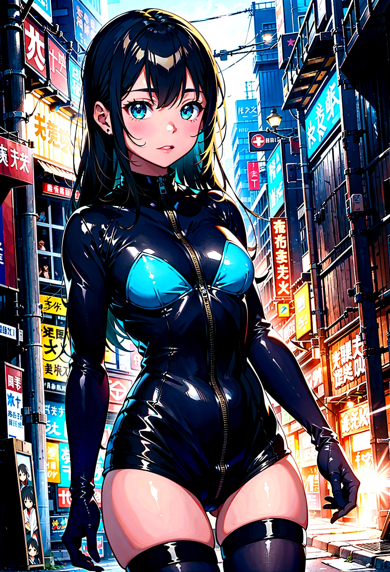 
Iridescent arm parts, rainbow colors, prisms,Low - Angle、 Emerald green eyes、Part of the clothing is see-through、Cinematic angles、optical fiber、Connected Cord、Illuminated parts See-through parts、Cyberpunk cityscape, young woman with long black hair wearing an emerald green powered exosuit, standing in a contemplative pose amidst the neon-lit ruins, textured digital art with muted tones and subtle ambient noise, detailed and intricate illustration, dystopian and gritty yet beautiful, a glimmer of hope in the decay,Fish Girl in Sci-fi translucent mechanical bikini ++,The bikini is see-through and sparkly