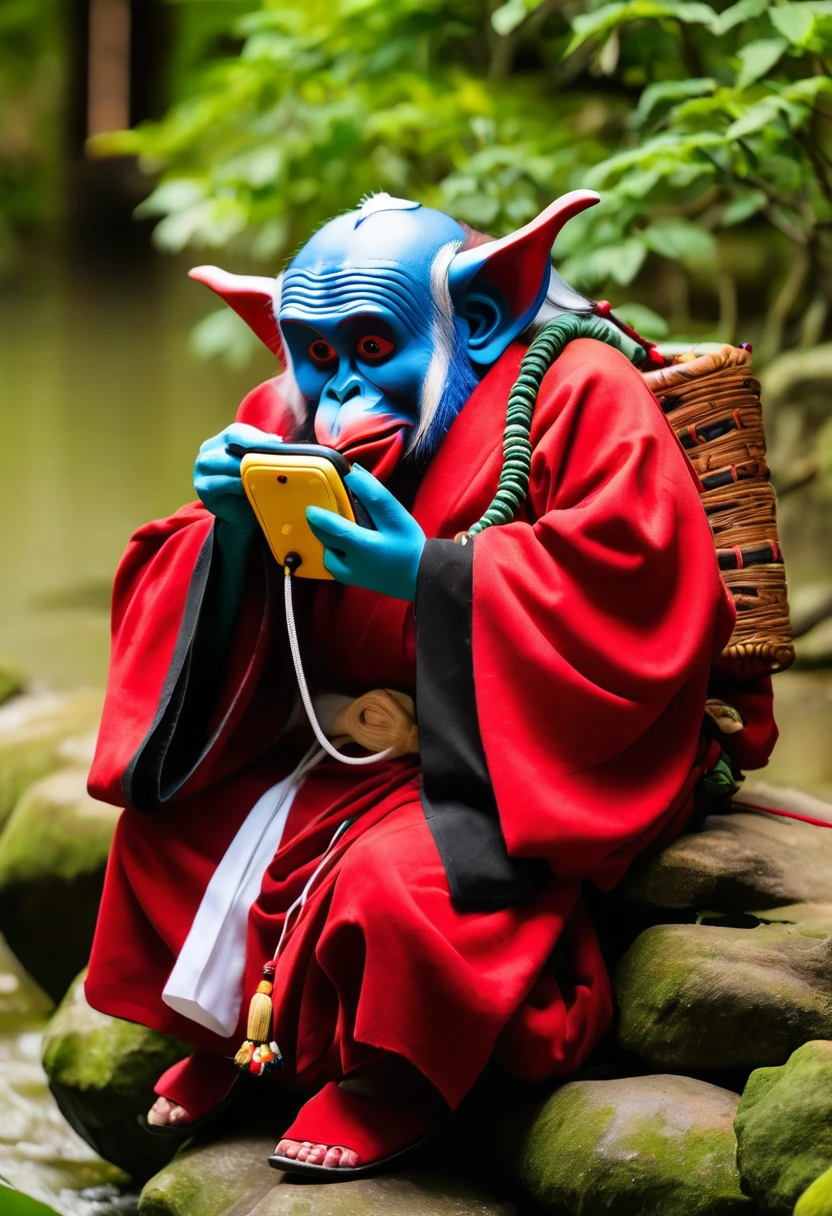 Tengu making a phone call