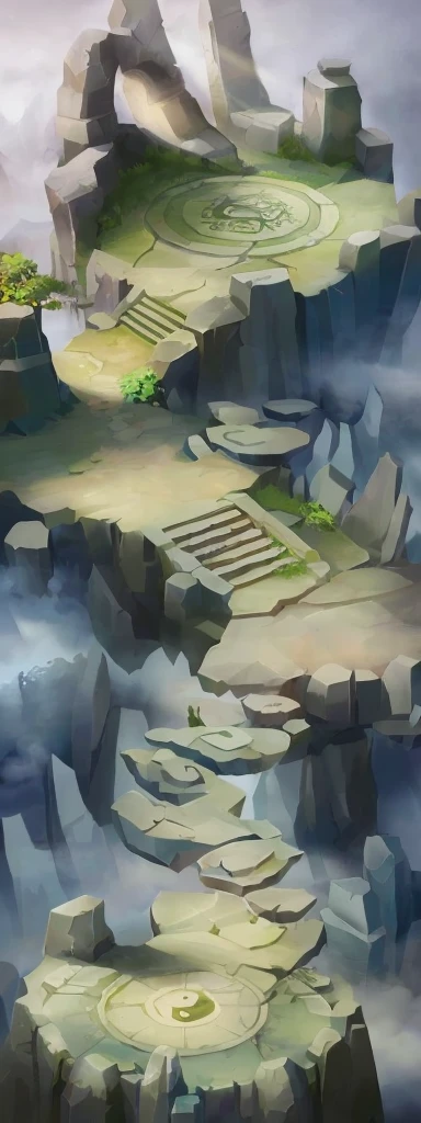 There is a number,There is an island with stairs in the painting, odin's stone Arena Background, stylized Concept Art, Arena Background, riot games Concept Art, painted as a game Concept Art, background technology, league of legends Concept Art, environment Concept Art, 2D Game Environment Design, Isometric Game Art, Dungeon Background, Background of the site, game Concept Art, Concept Art