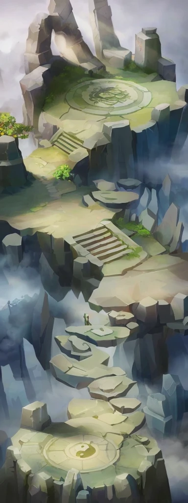 There is a number,There is an island with stairs in the painting, odin's stone Arena Background, stylized Concept Art, Arena Background, riot games Concept Art, painted as a game Concept Art, background technology, league of legends Concept Art, environment Concept Art, 2D Game Environment Design, Isometric Game Art, Dungeon Background, Background of the site, game Concept Art, Concept Art