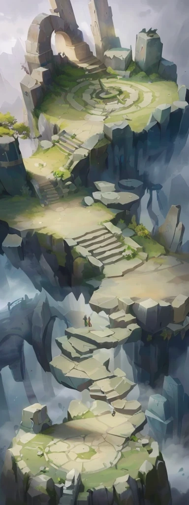 There is a number，There is an island with stairs in the painting, odin's stone Arena Background, stylized Concept Art, Arena Background, riot games Concept Art, painted as a game Concept Art, background technology, league of legends Concept Art, environment Concept Art, 2D Game Environment Design, Isometric Game Art, Dungeon Background, Background of the site, game Concept Art, Concept Art
