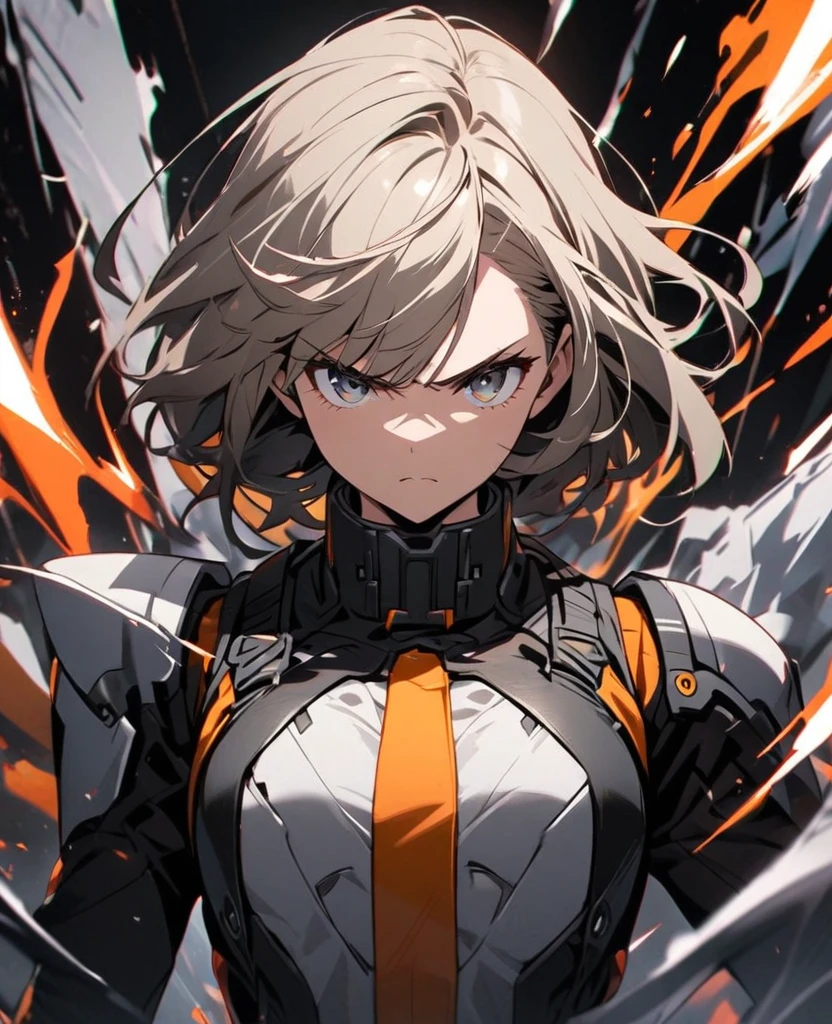 1girl,solo,Sala,original,blonde hair,green eyes, white body suit,waking,spoken anger vein,closed mouth,explosion background,torn clothes,raw wound,night,Science fiction,ultra-detailed,sharp focus,aesthetic,(best quality)