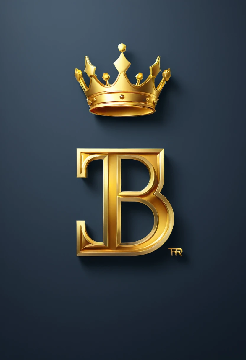 a 3D stylized logo of the letters TR with a golden crown, Hexagon, vector, best qualityer,