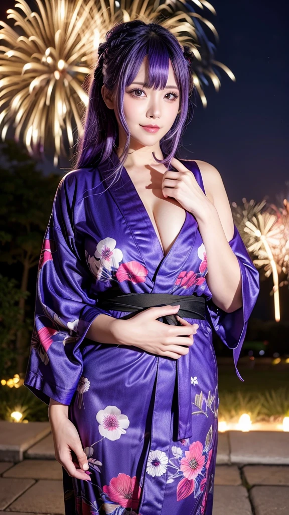 Bathrobes、ＡＩBeauty、リアルBeauty、Big Tits、Fireworks display、Purple Hair