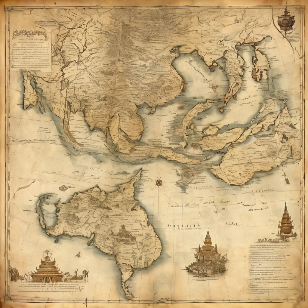 Old maps and sketches of the Majapahit Empire.