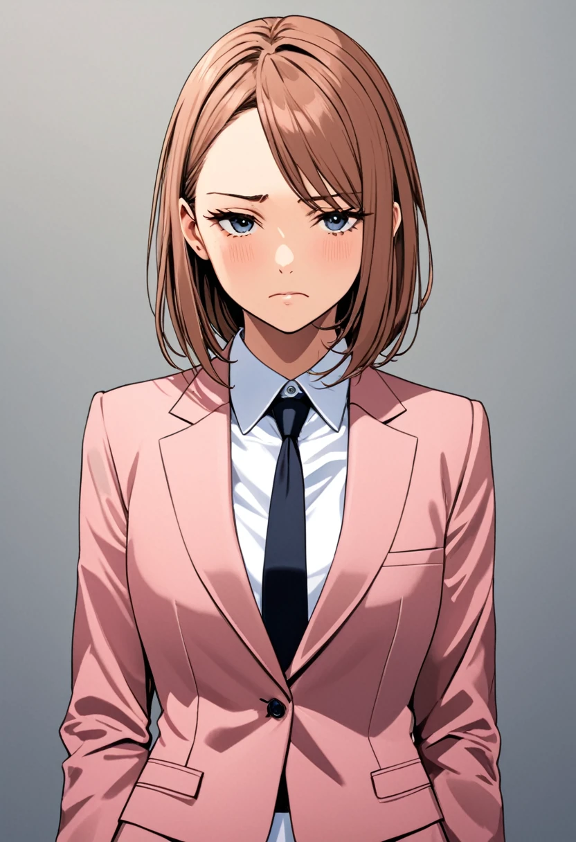 Suit, girl, no feelings, front photo