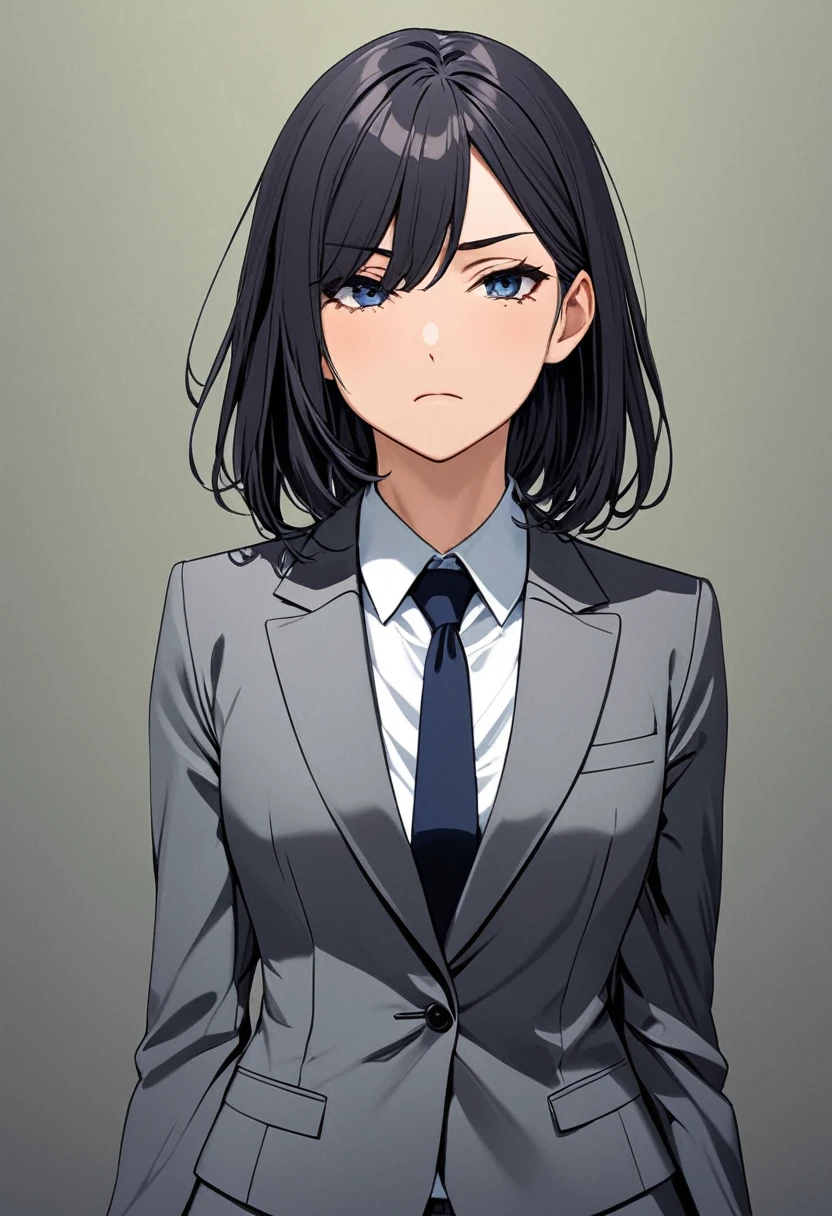 Suit, girl, no feelings, front photo