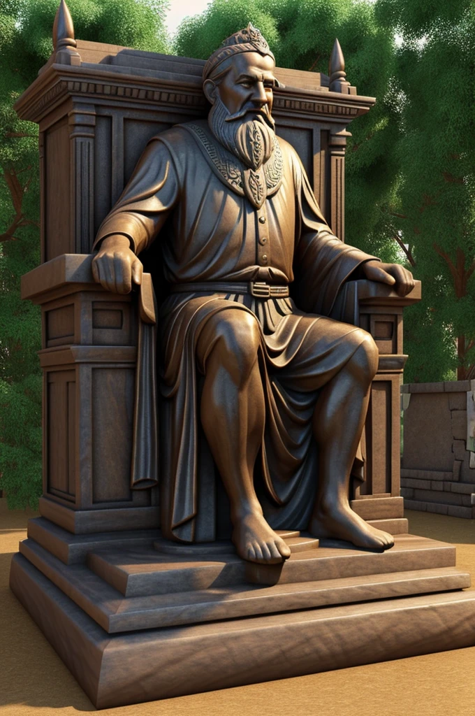 A old man make a statue of loard god.3d