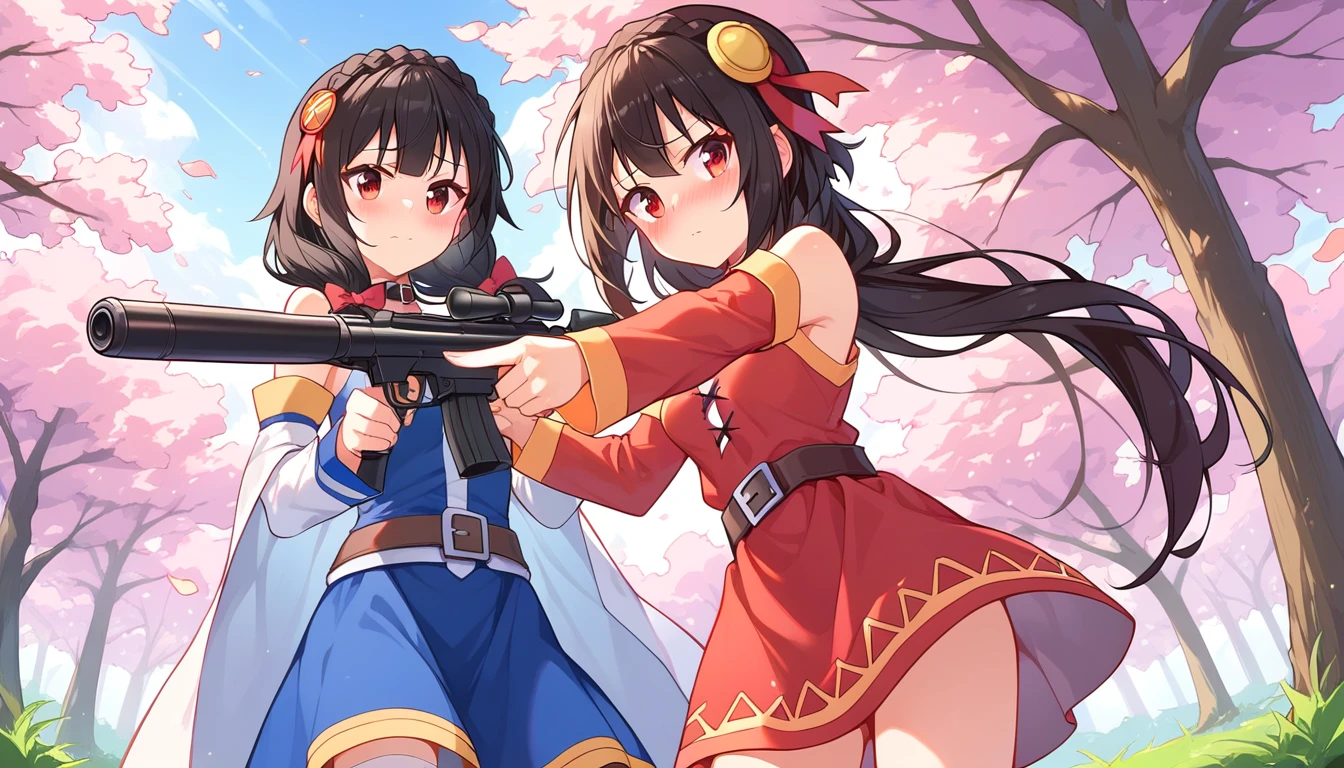 One Girl（８age）, Shogun, Highest quality、Cinema Lighting、Sailor suit、Long skirt、battlefield、White panties,