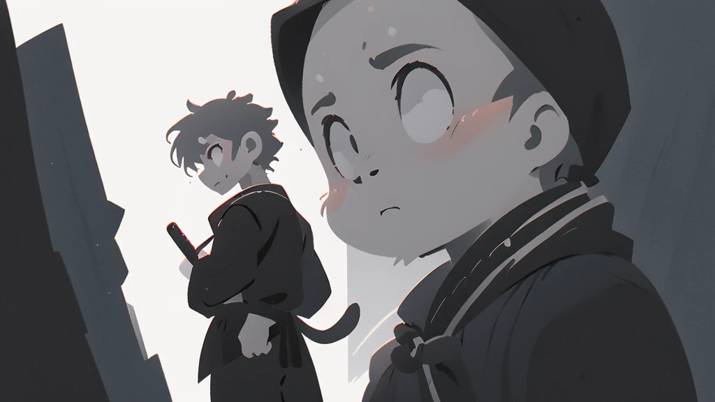 ((masterpiece, high quality, best quality, 8k, high resolution)), solo, ((monkey)), {{monkey tail back}}, ((detailed eyes, black eyes, looking away)), ((very surprised)), ((old samurai suit, old samurai pants, katana in hand)), (upper body), (standing), grainy footage, very grainy image, grainy picture, old footage, disney, Detailed drawing, ((white background, simple background)), ((((Saru to kani Gassen anime style)))), (((monochrome color, grayscale))), old animation 1917, VHS, Noise, (anime 1917 style), (old anime style).