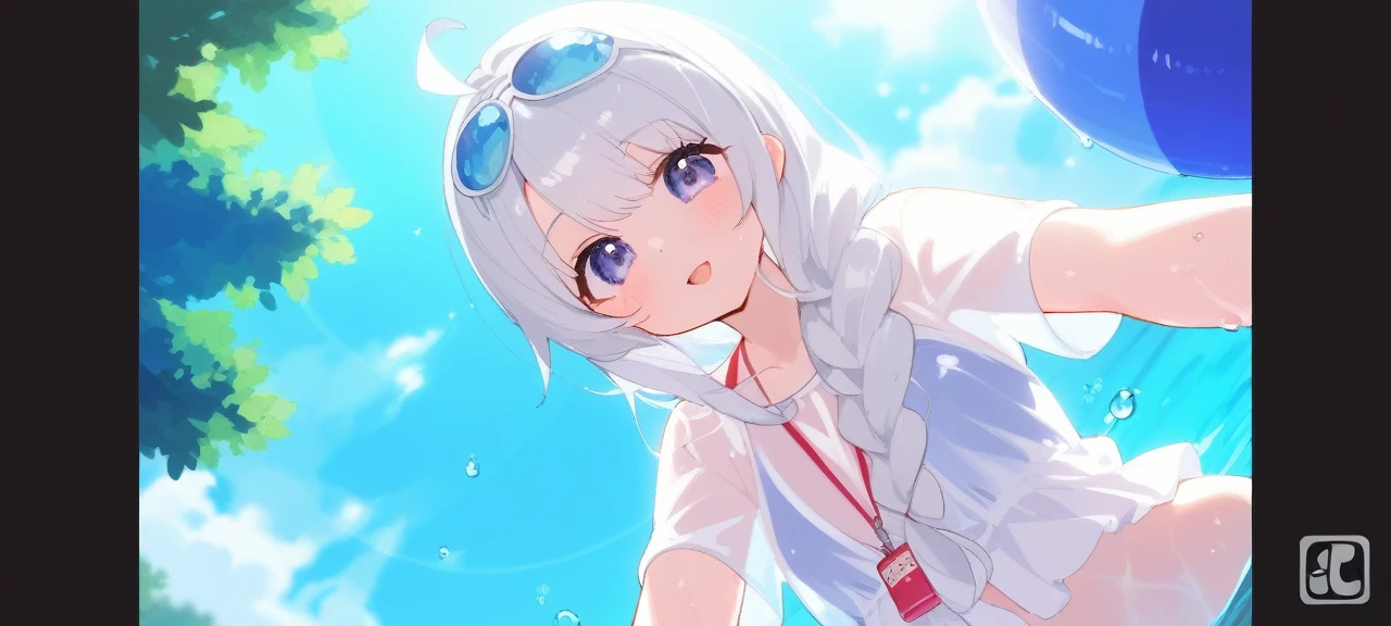 girl,white hair,sexy,cute,swimming costume,