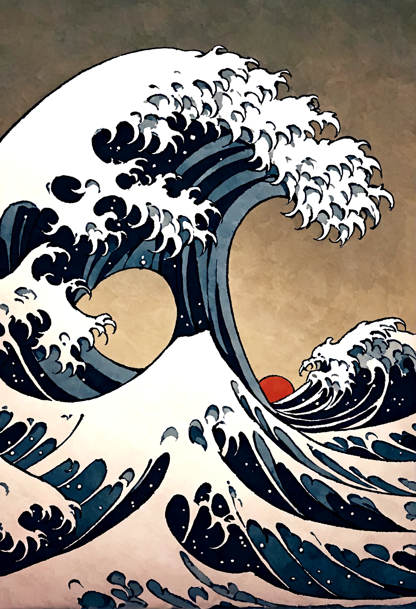 Large wave painting like Hokusai's, high quality