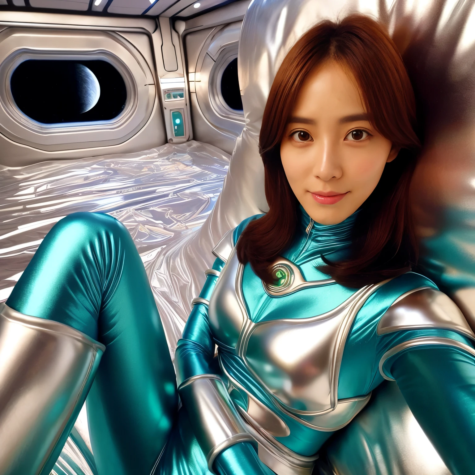 best image quality、Super high resolution、(realism:1.4)、Korean beauty star、The most beautiful KPOP star、horny face、Horny Korean makeup、erotic expression、A body that makes you want to touch it、erotic photos、((Realistic shiny satin fabric texture、High-gloss stretch satin fabric that is smooth and smooth to the touch.、The drape of the curved part of the shiny satin fabric、strong shiny costume、The smooth and beautiful quality and luster of the costumes、A shiny costume made of high-quality satin fabric with high density.、Smooth to the touch oil light liang ultra-class battleship skin coat COS、Super SentaiWomen&HeroineSuit、Texture of costumes that satin fetishists respond to、Thin, glossy stretch satin fabric)),8K photo quality