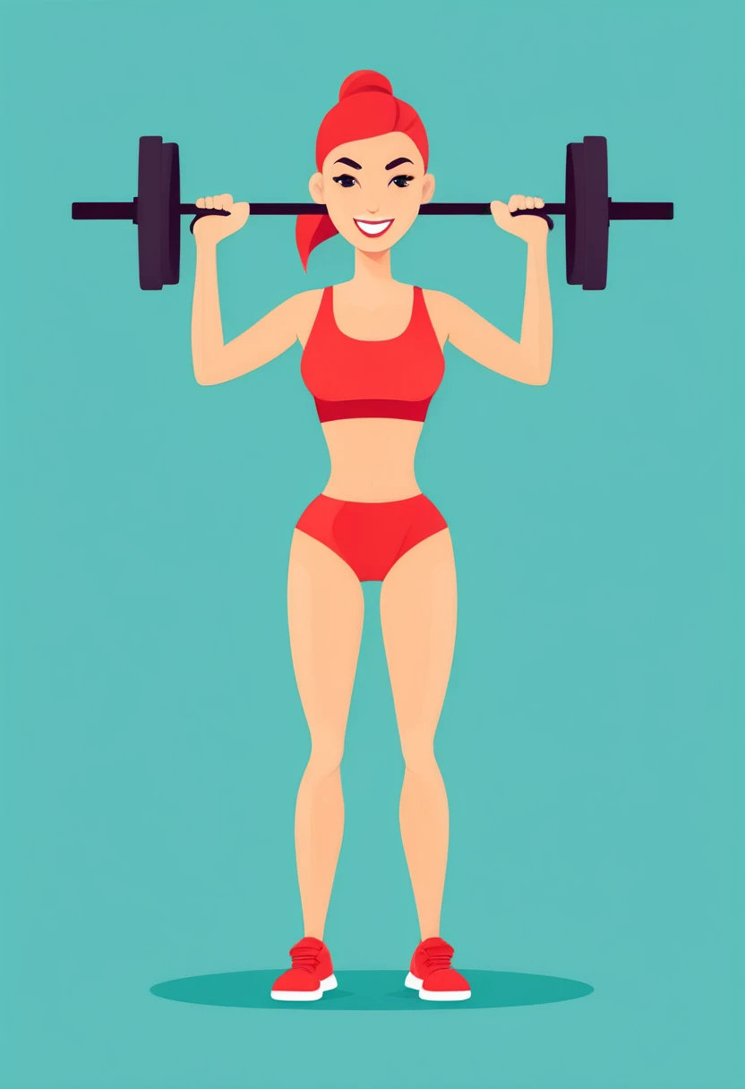 Fitness barbel character illustration flat design