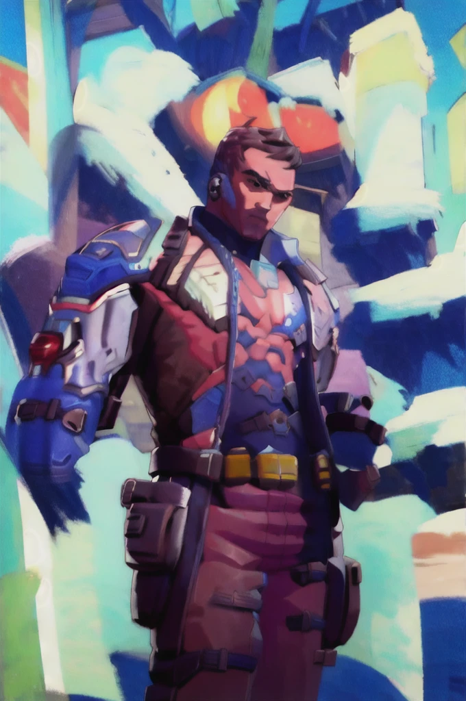 (Masterpiece, Best Quality), intricate details, 8k, art station, wallpaper, Official Art, Splash Art, sharp focus,
1 man, McCree, naked