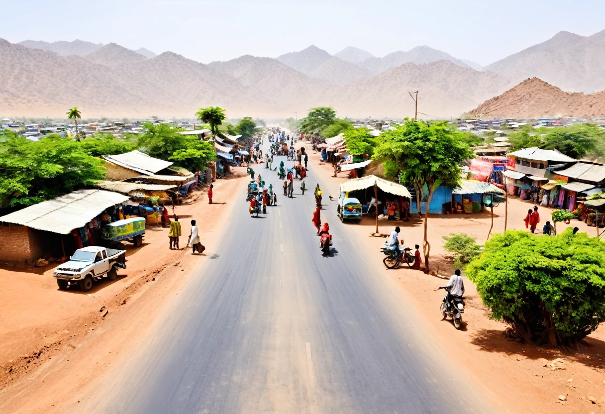 Black Market,noon,People are coming and going,Thriving city,Well-maintained roads,Arid regions