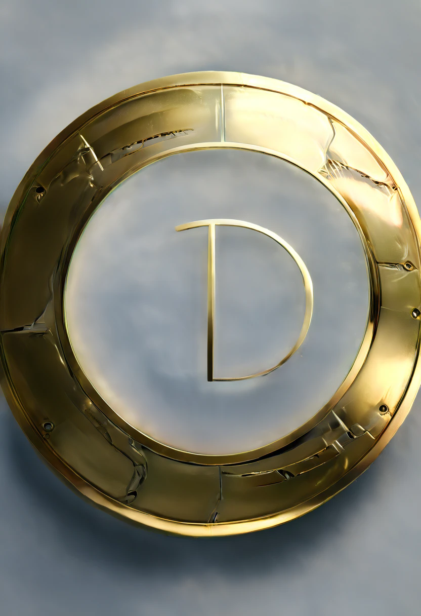 circular logo of the letters TR, gold color, 3d, 8 k quality