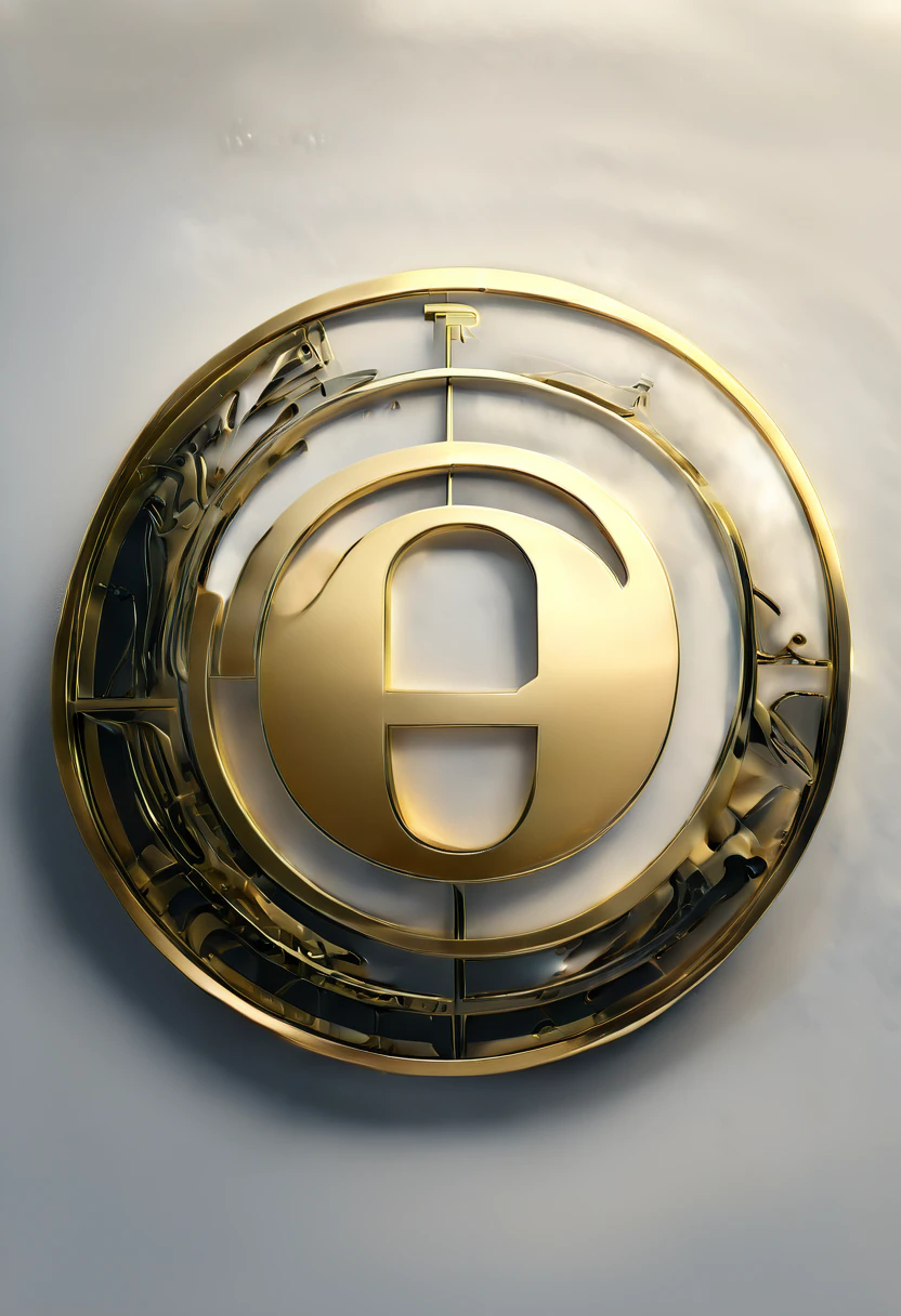 circular logo of the letters TR, gold color, 3d, 8 k quality
