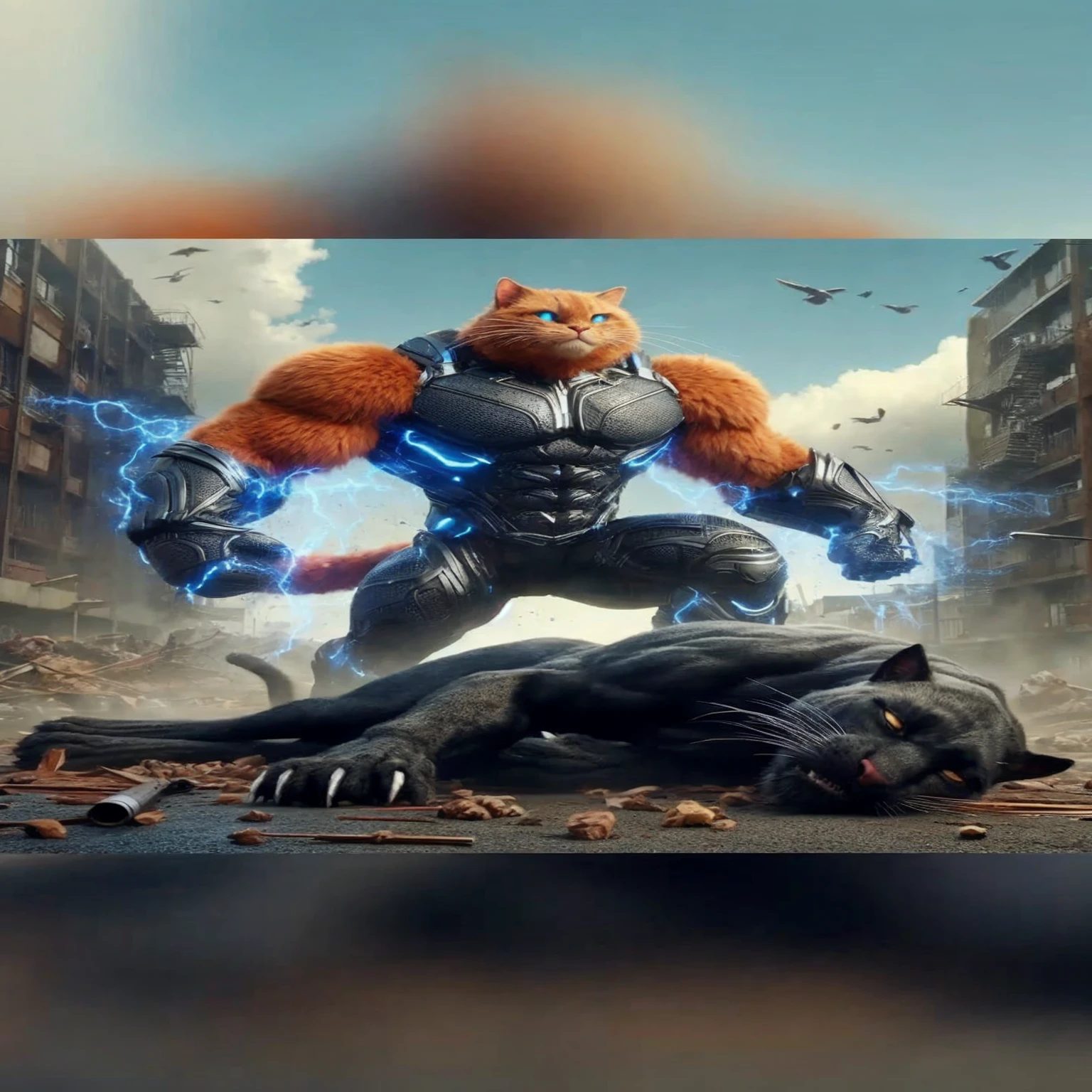 Muscular firefighter grey wolf with massive biceps wearing huge boots and a massive red wold