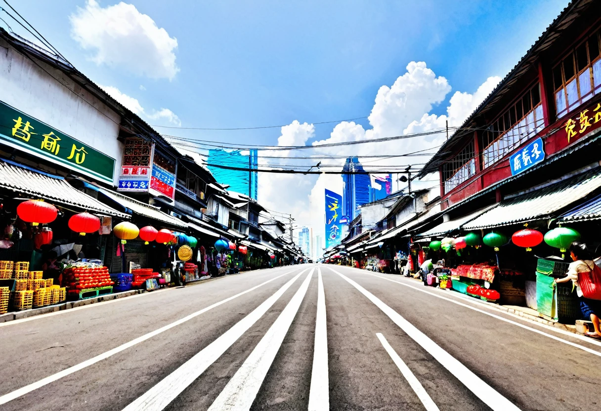 market,noon,栄えているCity,Well-maintained roads,City