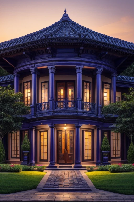 Masterpiece, Best Quality, exterior, evening, ultraviolet Asia