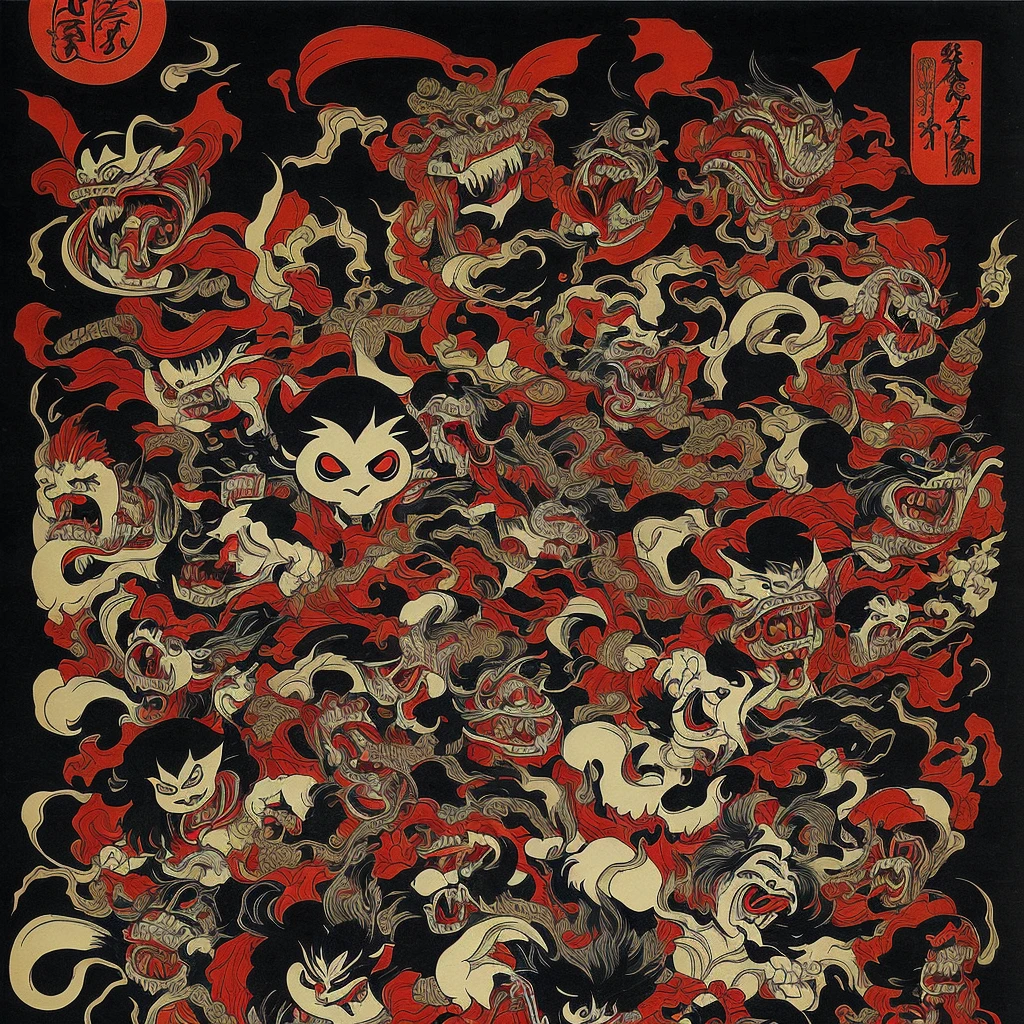 Highest quality　Japan Yokai　scared　Creepy　１people