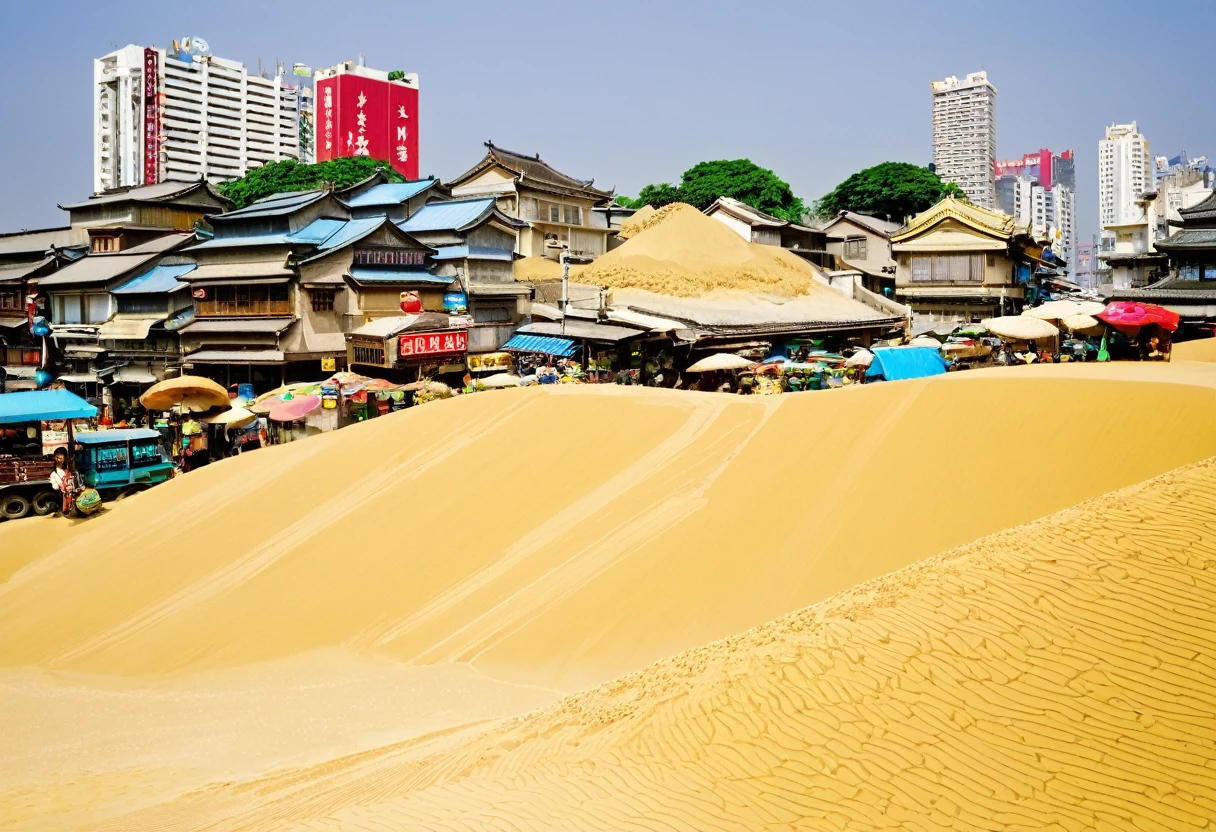 market,noon,栄えているCity,Well-maintained roads,City,Sand is piled up