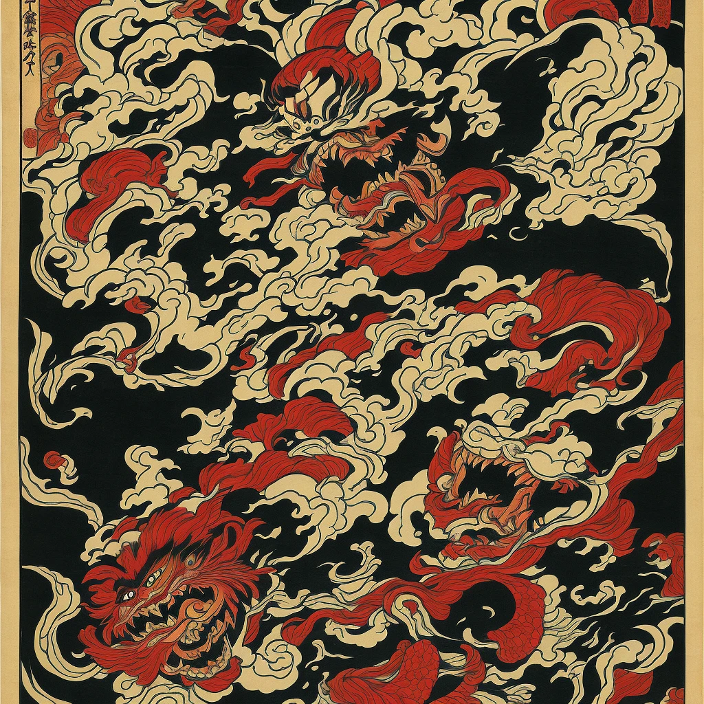 Gashadokuro, monster, skull, ukiyo-e, hanafuda, Utagawa Kuniyoshi, Katsushika Hokusai