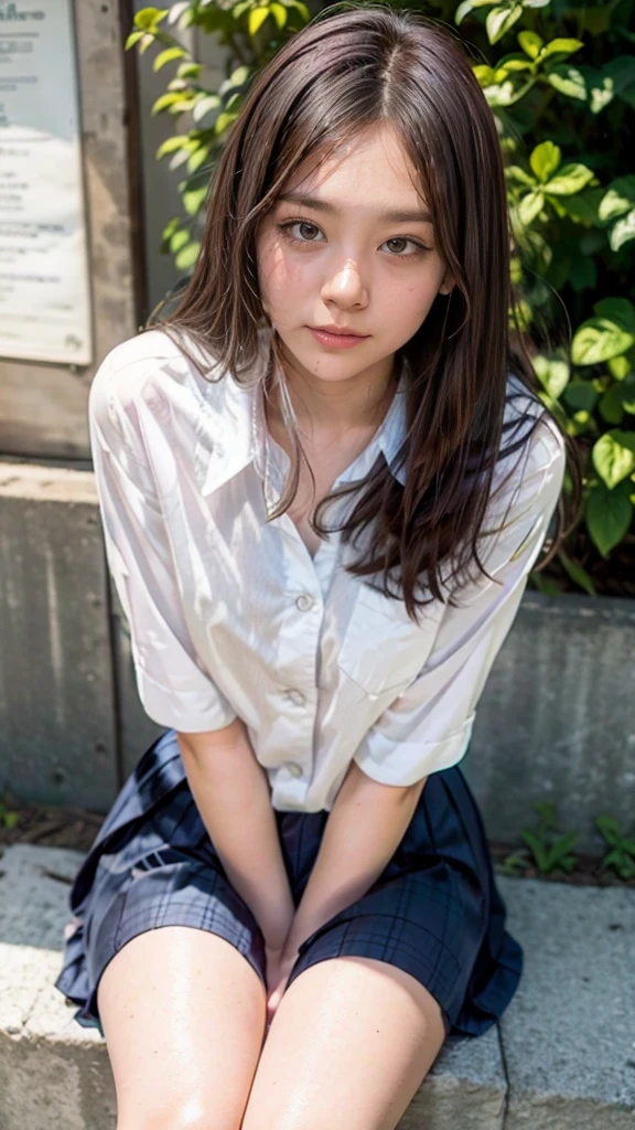 (High school girls walking on Tokyo street:1.2、blue sky)、((school uniform、blazer、Pleated skirt、Navy blue socks、loafers)、the wind is strong、(Realistic、Like a photograph、Live Action、8K, Realistic, RAW Photos, Best image quality: 1.4), Single-lens reflex camera、RAW Photos, Highest quality, Realistic, Highly detailed CG Unity 8K wallpaper, Written boundary depth, Cinematic Light, Lens flare, Ray Tracing, Realistic background、((ultra high density skin))、 age girl on her way to school,Cute Japanese、(whole body:1.5)、Super detailed face,avert your eyes:1.1、(Silver inner color hair、Straight Long Hair:1.2、My hair flutters in the wind:1.4)、I like that style、stylish、Very detailed、Pay attention to the details、Perfect outfit、(Sunburned skin)、front view、Accurate hands、Accurate legs、Detailed hands and fingers、Anatomically correct body、Thin legs、Thin thighs