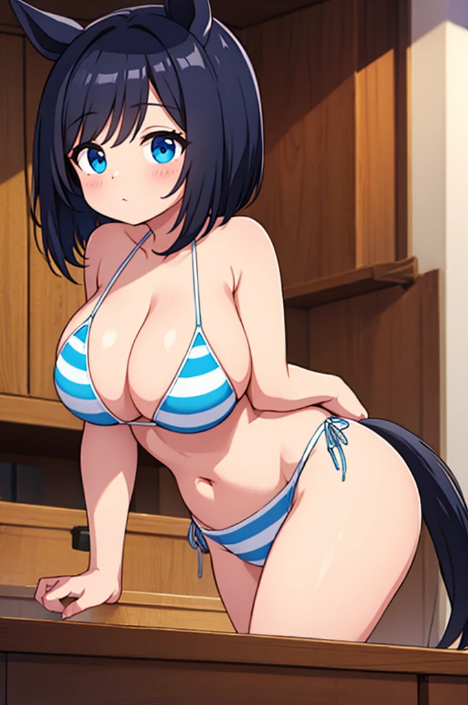 Eishin Flash(umamusume),Big Breasts ,Striped bikini