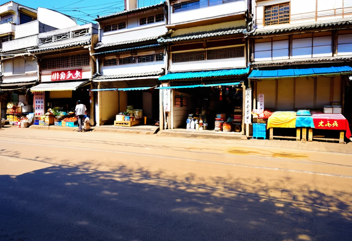 market,noon,栄えているCity,City,There is a little bit of sand,road