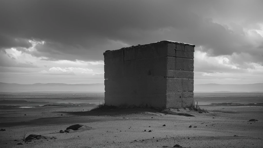 a lonely desolate barren wasteland, gray cloudy sky, dense fog, no life, no people, no animals, somber, melancholy, mournful, (best quality,4k,8k,highres,masterpiece:1.2),ultra-detailed,(realistic,photorealistic,photo-realistic:1.37),dramatic lighting, moody atmosphere, gloomy, desolate, bleak, dismal, depressing