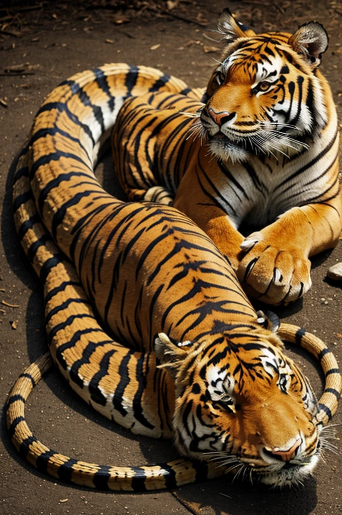 Tiger body, snake head, chicken tail, rabbit ears, crocodile legs
