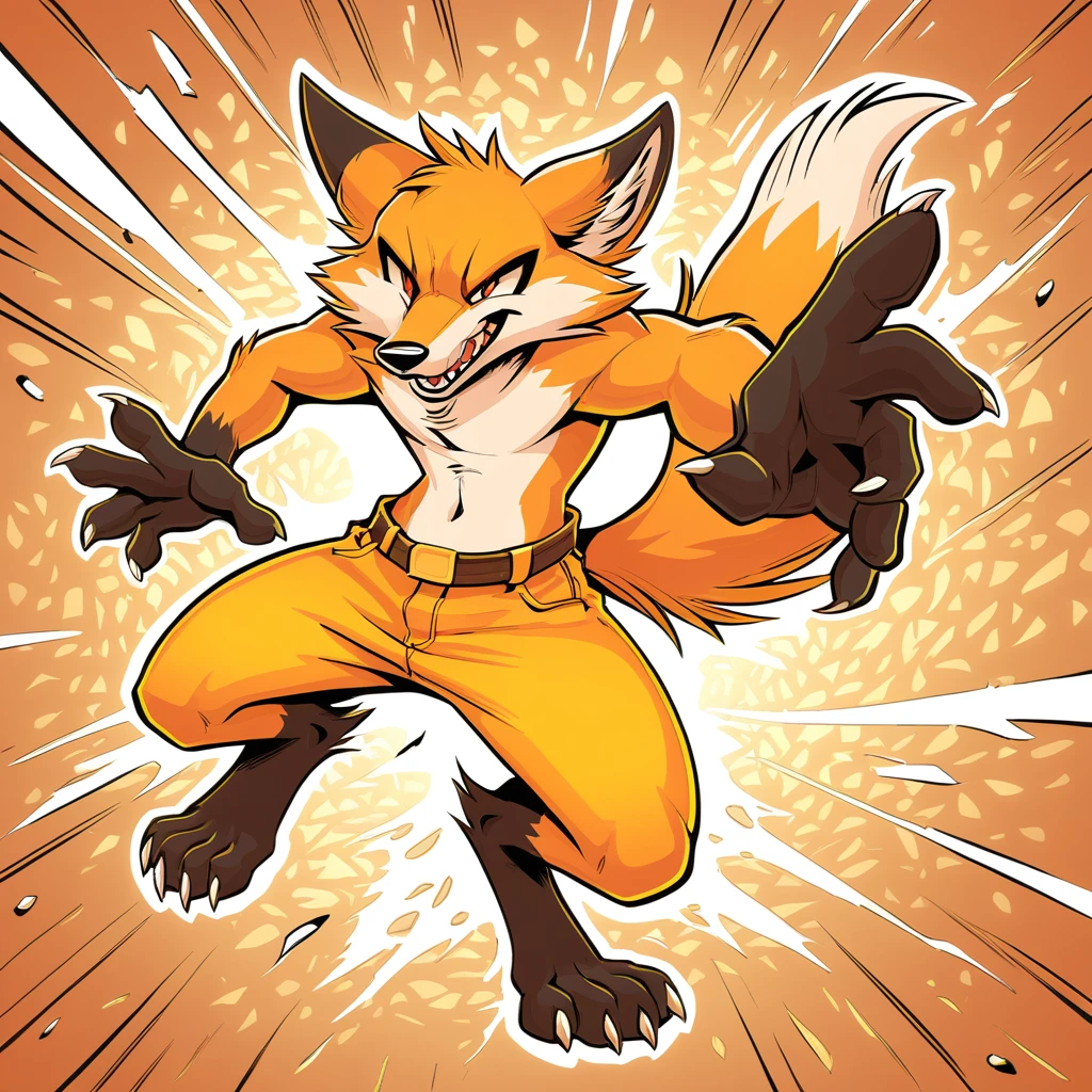 angry fox gold in dynamic illustration art style
